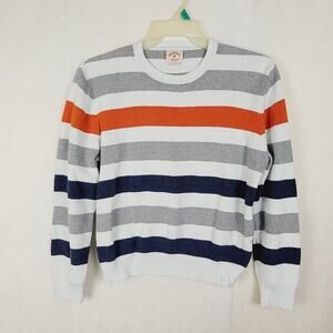 Brooks Brothers blue striped cotton waffle knit sweatshirt Med coastal preppy